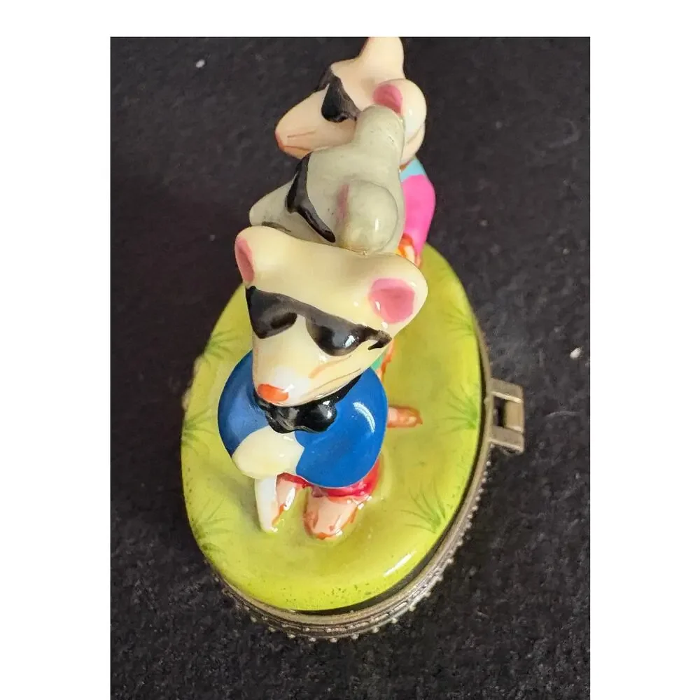 THREE BLIND MICE NURSERY RHYME HINGED CERAMIC TRINKET BOX